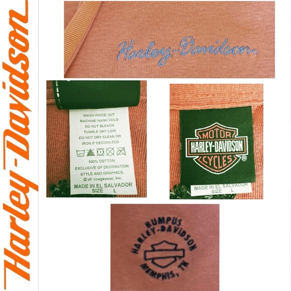 NEW RARE‼️ Harley Davidson V Neck Crop Sleeve Polo - Size L - Picture 3 of 4